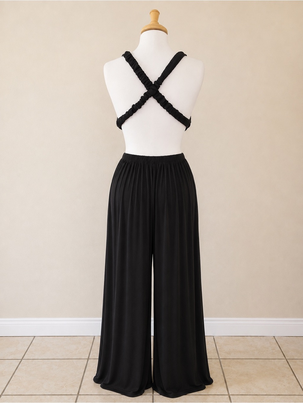 Free People Beach Maxi Knot Front Jumpsuit Black Medium Boho Wide Leg - Picture 2 of 2
